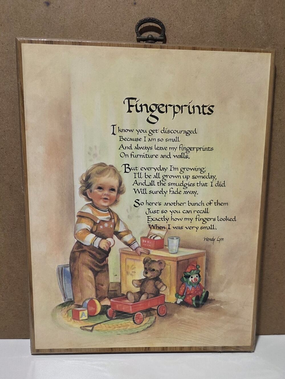 Wood Humor Sign: FINGERPRINTS.... When I Was Very Small Vintage